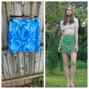 FREE w/purchase Amazon Verdusa Printed Mesh Elastic Mini Skirt Sky Blue Marble M